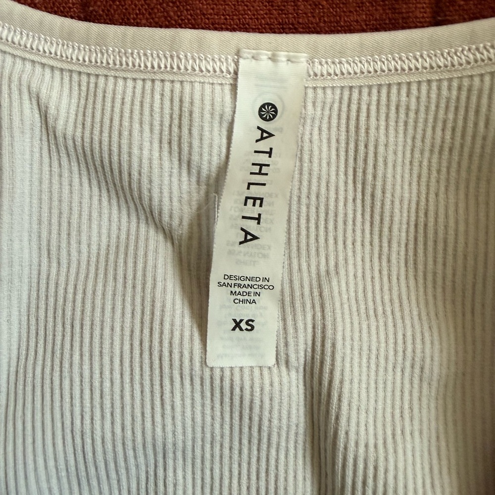 Athleta Cream Ribbed Tank Top - Picture 2 of 2
